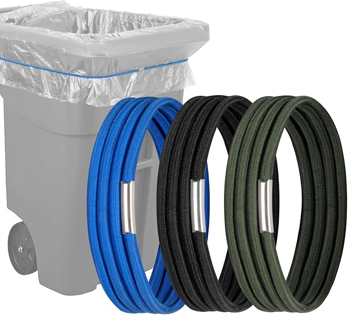 Trash Can Rubber Bands Large Fit 55, 65, 95, 96 Gallon Garbage Cans, Giant Heavy Duty Rubber Bands, Big Elastic Trash Bin Band Durable Thick for Kitchen Yard Keep Trash Bag in Place, Set of 3