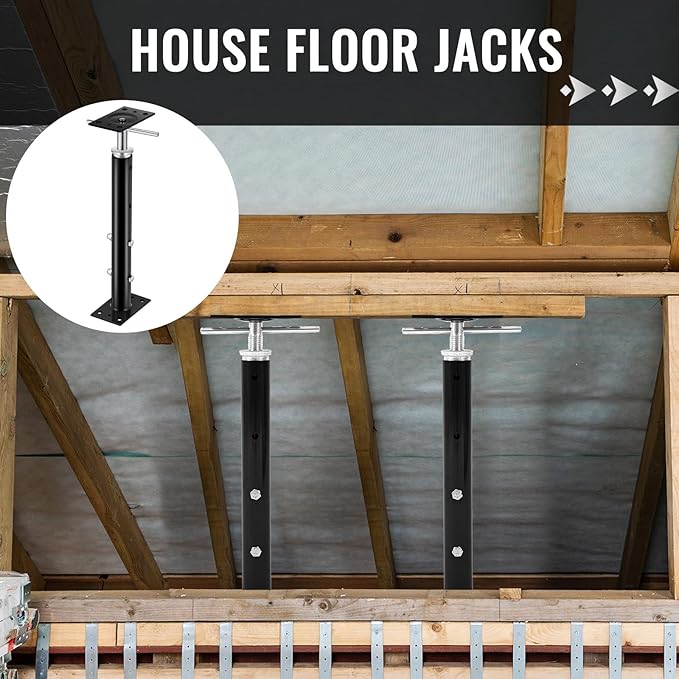 Yaocom 2 Pcs Adjustable Jack Post, 19"-36" Height Range, Basement Floor House Screw Jacks for Lifting Joist Beam Brace for Cellar Ceiling, Center Point Load Capacity 11023 Lbs (Black)