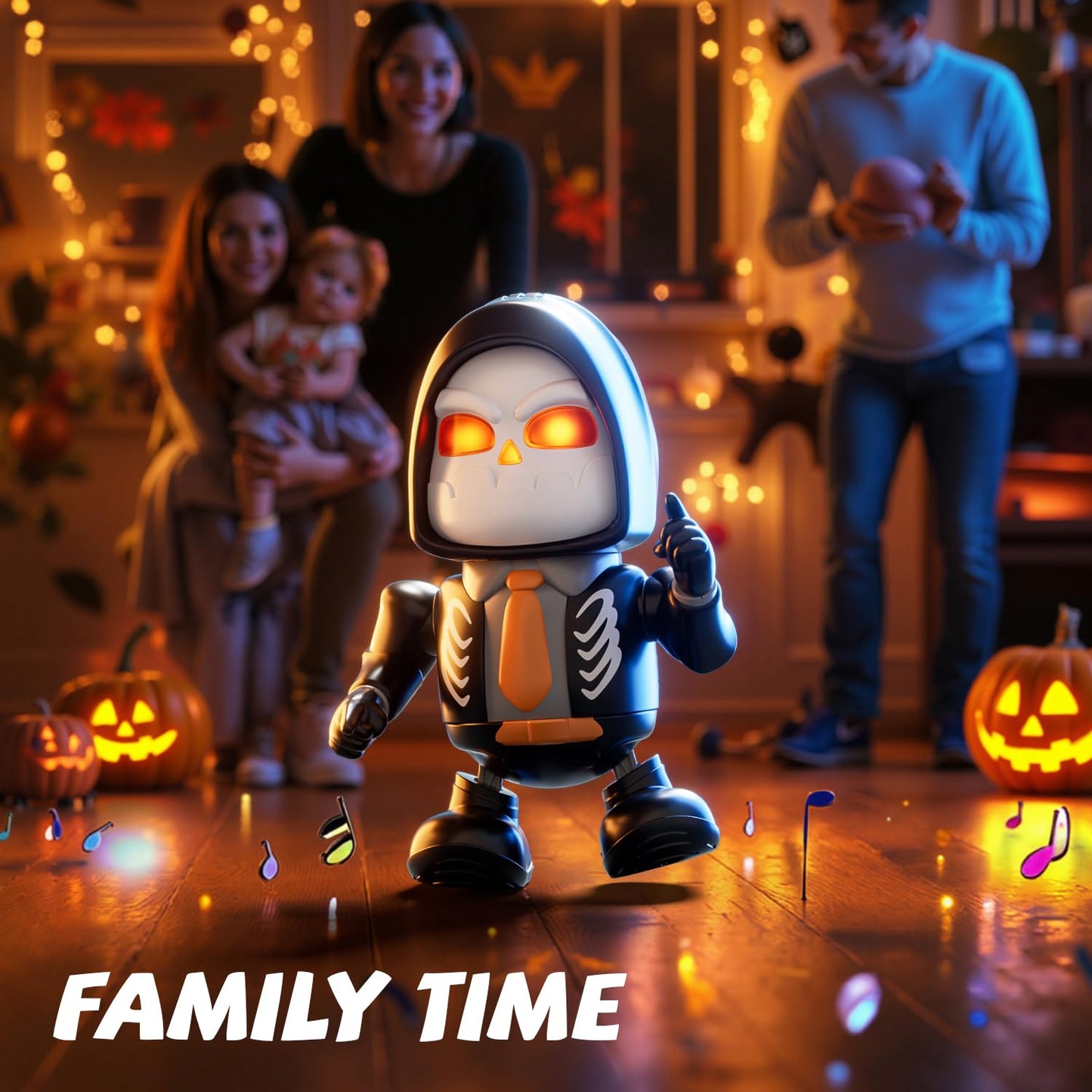 MOBI ONE Kids Toys Halloween Robot Skeleton Toy, Prank Toys with Music & Dancing Toy for Boys & Girls Ages 3 to Up (Skeleton Robot)