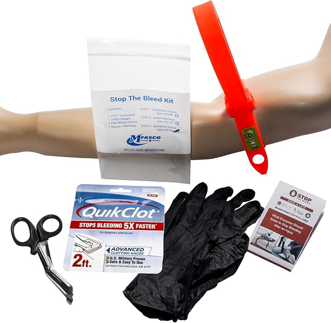 MFASCO Emergency Kit with Tourniquet - First Aid Kit Blood Clot Supplies for Emergency Response Bleeding Control - Stop Th...