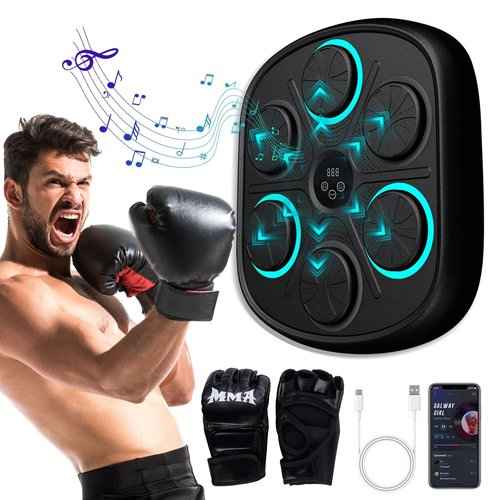 2025 Smart Music Boxing Machine for Adults and Kids: Training Machine with LED Electronic Wall Mounted, Home Indoor Workout Equipment with Premium Boxing Gloves