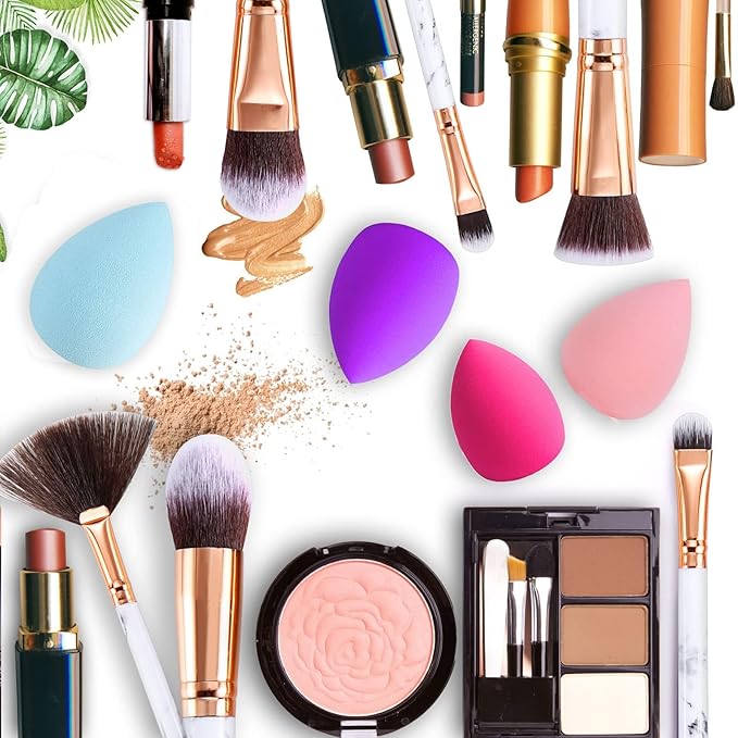 Makeup Brushes DUAIU 15PCs Marble Makeup Brush Set Premium Synthetic Kabuki Powder Blush Contour Foundation Concealer Eyeshadow Brushes with Makeup Sponge Make up Tool A Grey