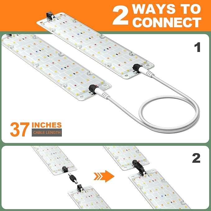 DOMMIA Grow Lights, 40W Linkable Grow Lights for Indoor Plants Full Spectrum, 6/12/16h Timer, Dimmable Ultra-Thin Plant Lights for Indoor Growing, Pinkish White, 2-Set