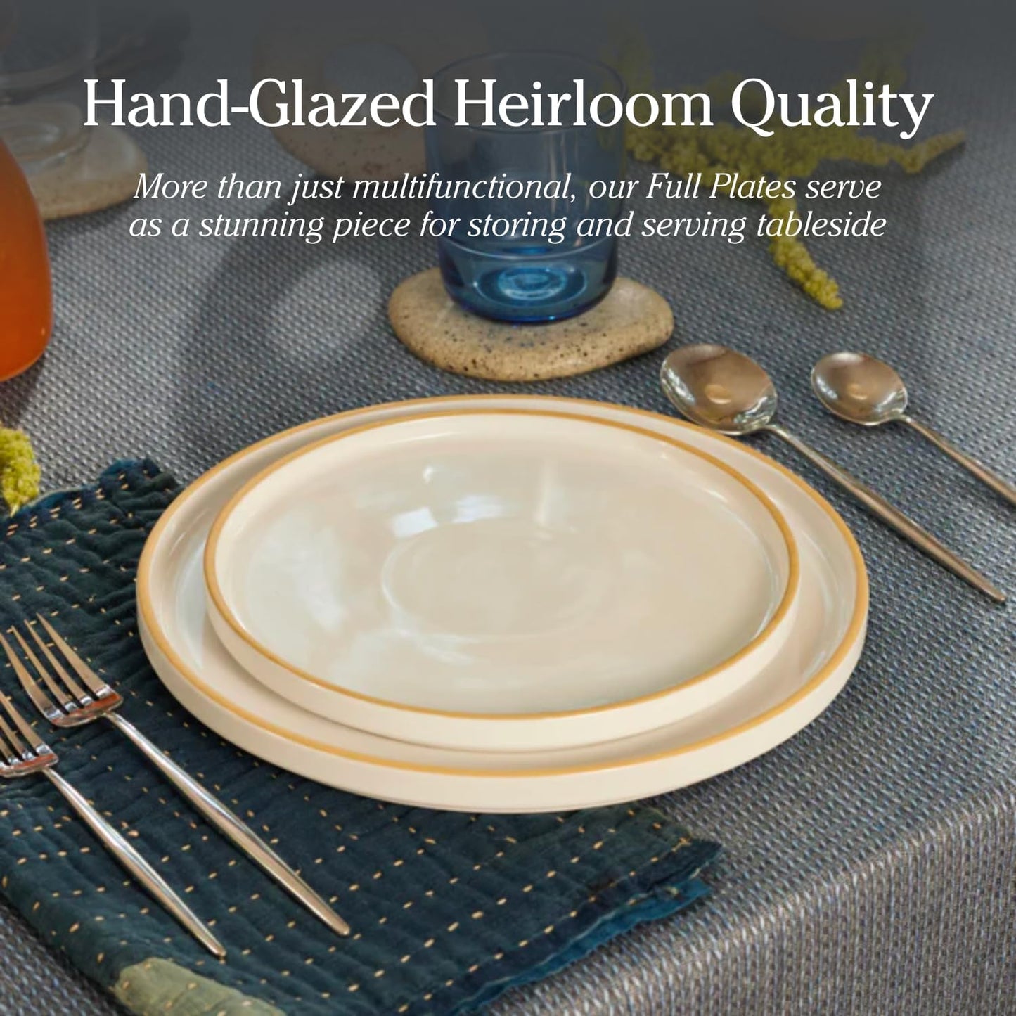 Our Place Dinner Plates - Set of Four 10.5” Handcrafted Ceramic Dinner Plates | Chip-Resistant, Restaurant-Grade | Stackable & Space-Saving | Char