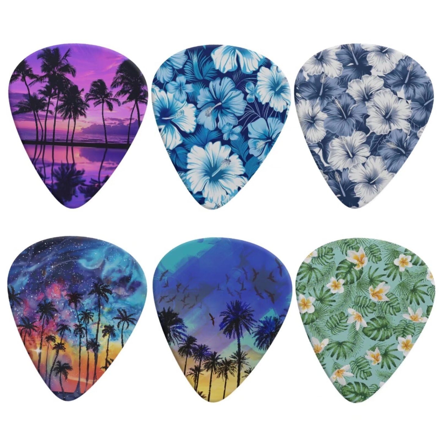 Jeiento Tropical Palm Tree Guitar Picks Unique Guitar for Acoustic Guitar, Bass and Electric Guitar (0.96mm) Medium