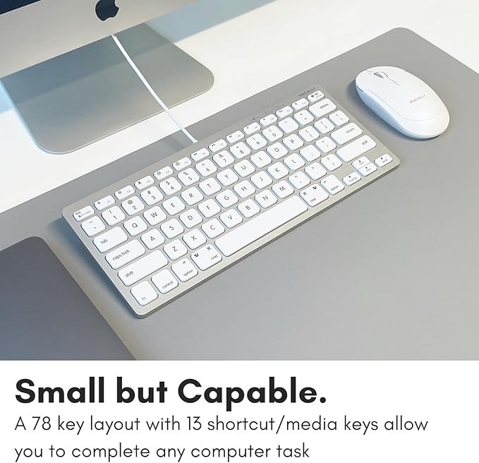 Macally Small USB C Keyboard - Plug & Play Compatible Wired Apple Keyboard for Mac mini, MacBook Pro/Air, iMac, iPad, Windows, Chromebook with USBC Port - Compact & Mini USB Type C - Silver