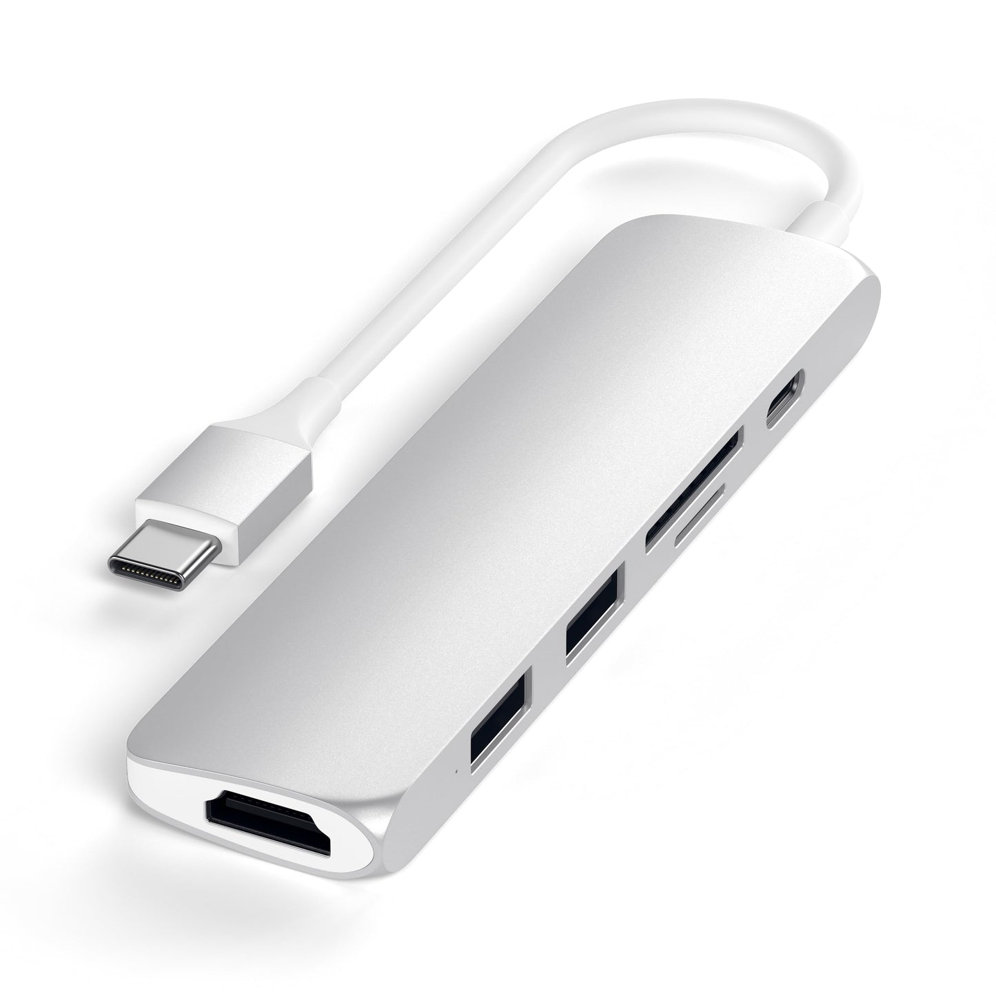 Satechi Usb C Hub Slim Multiport Adapter V2 With 60W Usb C Pd, 4K Hdmi (60Hz), Micro/Sd Card Readers, Usb 3.0, For Macbook Air/P