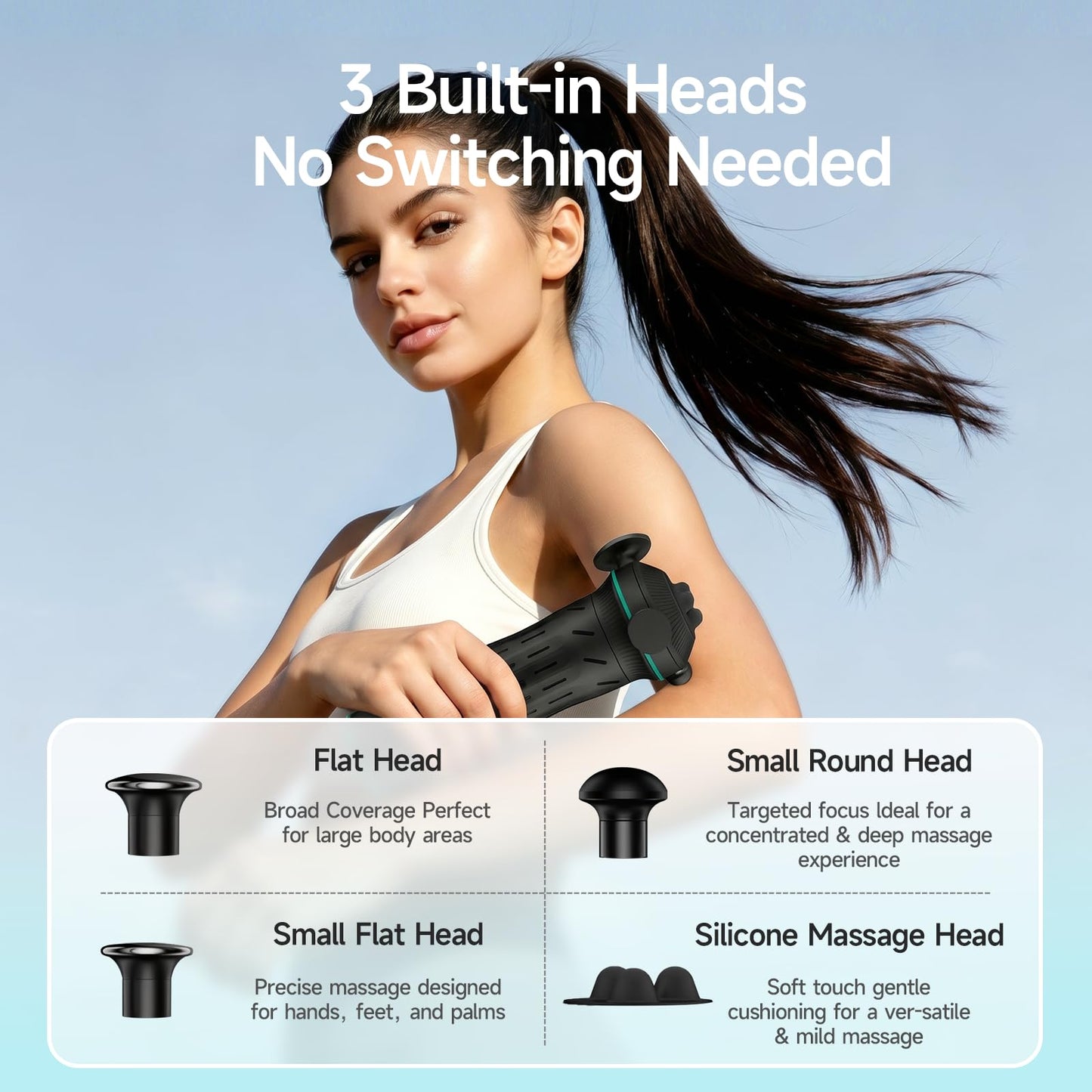 HEYCHY Vibrating Muscle Massage Gun, Handheld Deep Tissue Vibration Massager for Sensitive Joints, Muscle Pain Relief, Fascia Release, Trigger Points & Full Body, Massager Gun for Athletes Office Gym