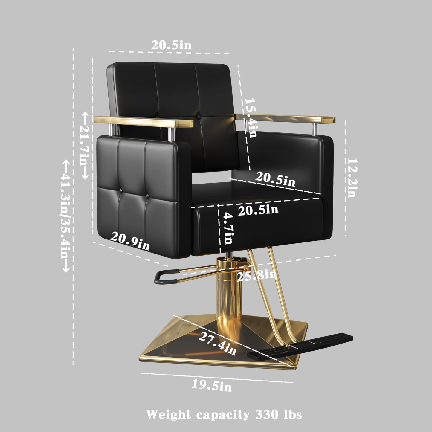 Barber Salon Chair for Hair Stylist,Artist Hand 360° Swivel Hydraulic Pump Beauty Salon Tattoo Adjustable Equipment,Hairstylist Heavy Duty Chair for Women Man Home Barbershop(Black Gold)
