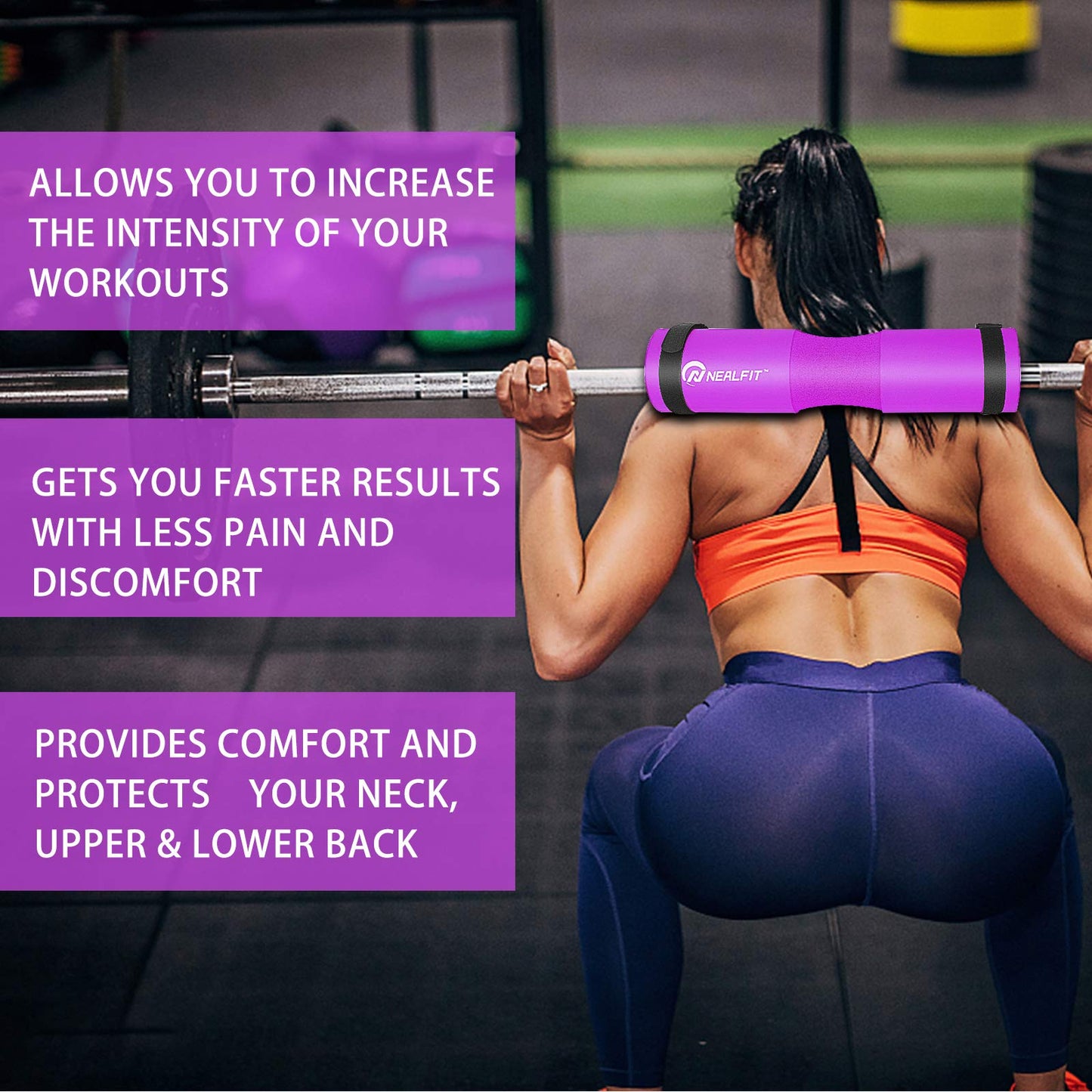 NEALFIT Barbell Pad Squat Pad for Squats—Squat Bar Pad—Great for Weightlifting,Lunges and Hip Thrusts—Foam Sponge Pad—Fit Standard and Olympic Bars Perfectly