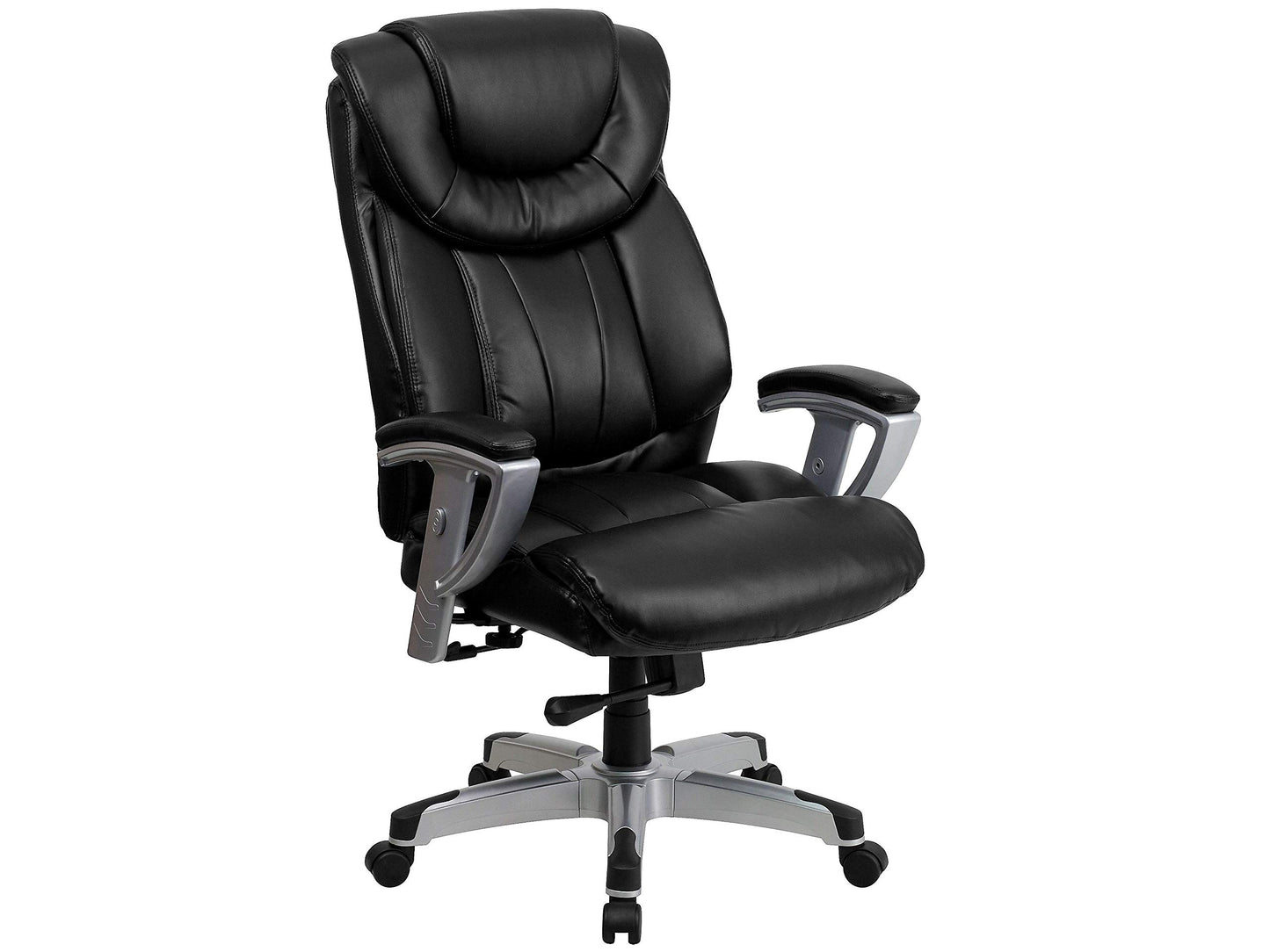 Flash Furniture HERCULES Series Big & Tall 400 lb. Rated Black LeatherSoft Executive Ergonomic Office Chair with Silver Adjustable Arms
