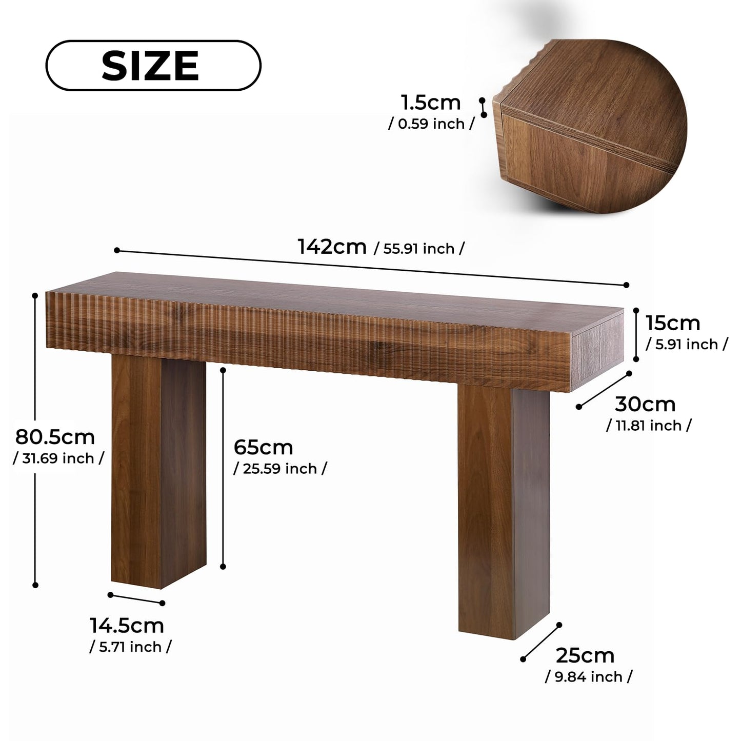 ZYBT 56-Inch Long Console Table, Wooden Narrow Rectangular Sofa Table Behind The Couch, Farmhouse Entryway Table for Entrance, Hallway,Living Room,Bedroom, Home Office,Brown
