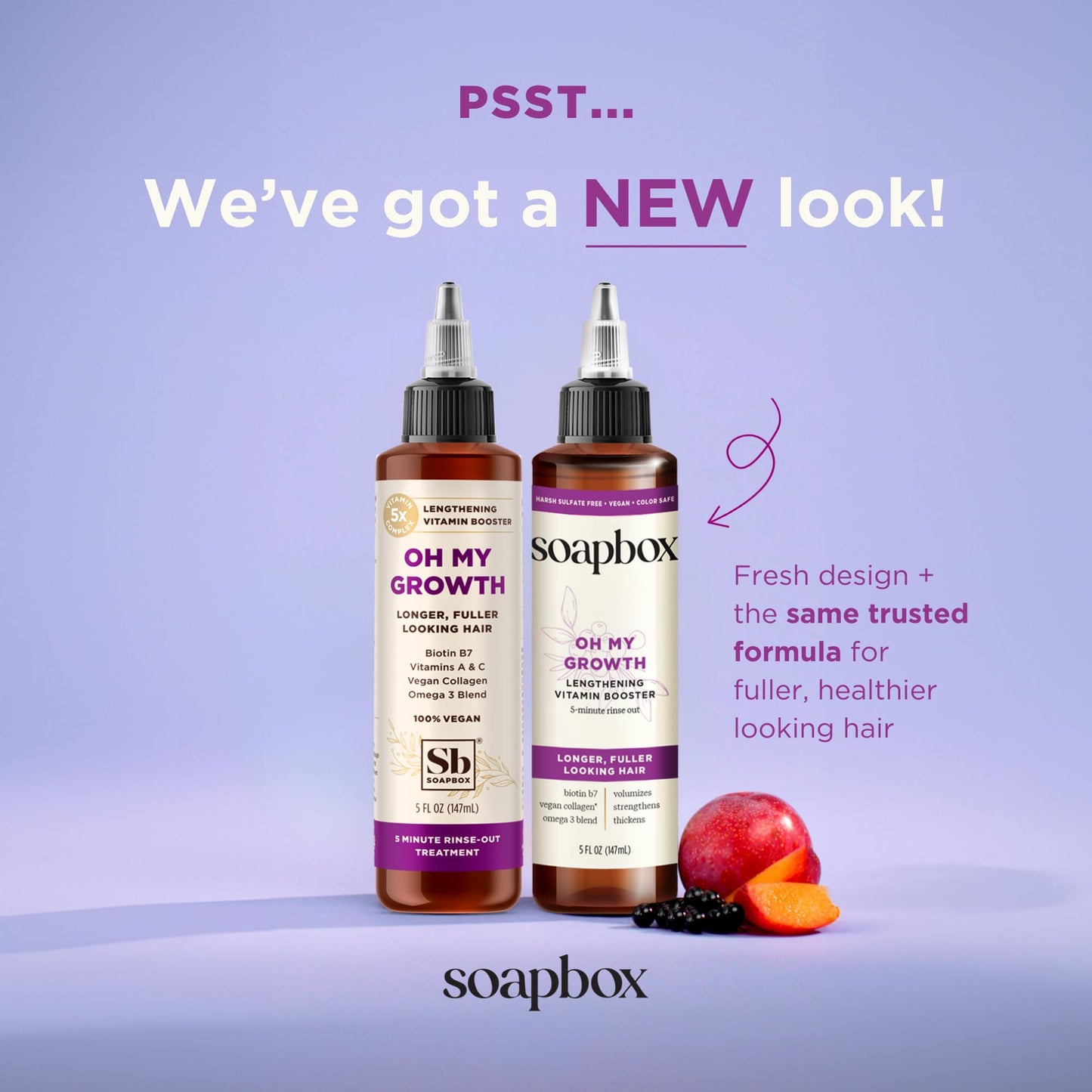 Soapbox Oh My Growth, Lengthening Vitamin Booster Treatment for All Hair Types with Biotin, Vegan Collagen & Vitamins A & C, Par