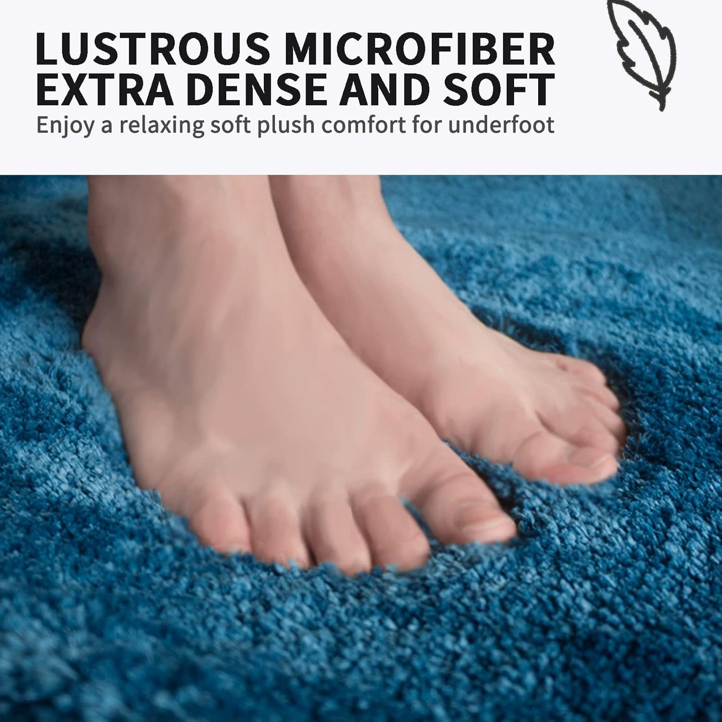 FIFU Bathroom Runner Rug 24" W x 60" L, Bath Mats for Bathroom, Bedroom & Kitchen, Non-Slip Rubber Latex Backing, Comfort & Soft Shower Bathmat & Carpet for Sink, Home & Hallways, Peacock Blue
