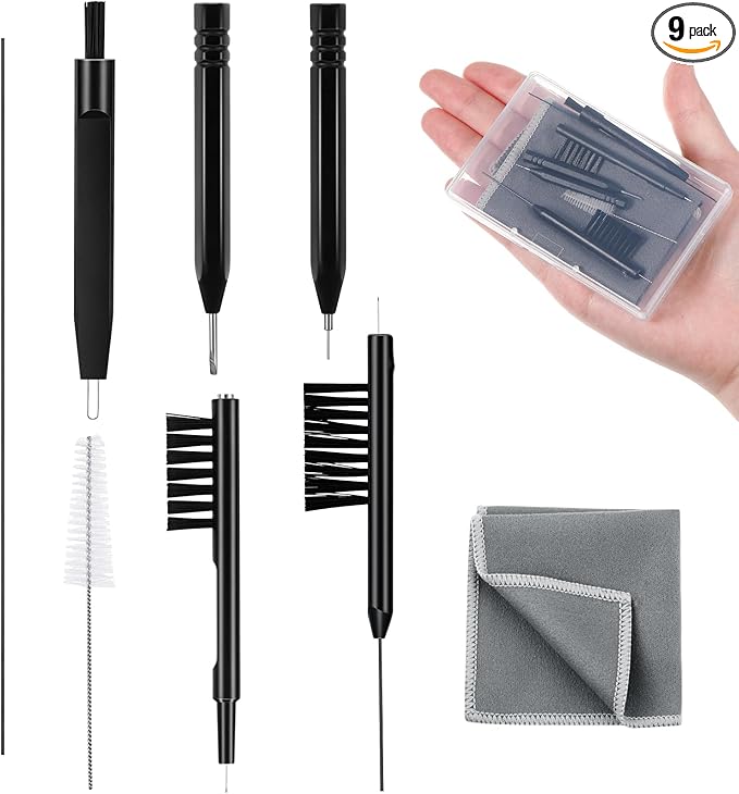Patelai 9 Pieces Hearing Aid Cleaning Kit Multi Functional Hearing Aid Brush Cleaning Tools for Earbuds, Headphones, Amplifiers with Wax Loop and Magnet Set with Case, Gifts for Relatives