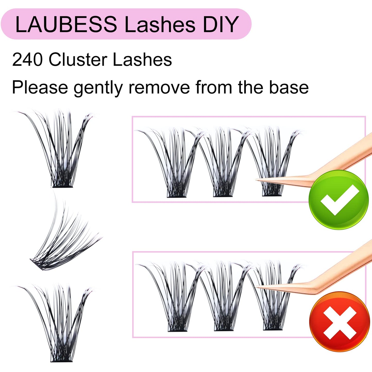 Eyelash Clusters LAUBESS Lash Clusters Individual Lashes Cluster Eyelash Extensions DIY at Home Waterproof Cluster Lashes DIY at