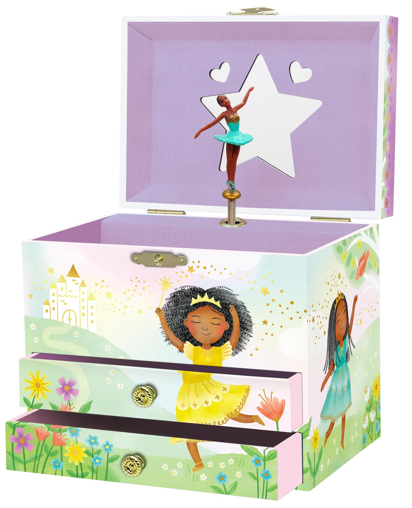 Musical Ballerina Jewelry Box for Girls - Kids Dancing Ballerina Music Box with Mirror, Black Ballerina Gifts for Little Girls, Childrens Birthday Gift, Ages 3-10
