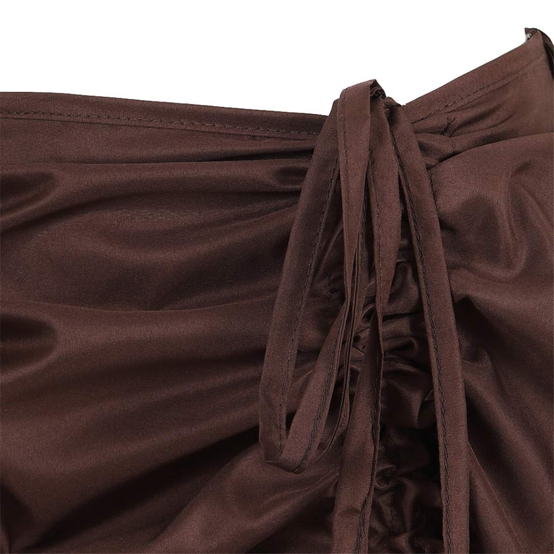 Kranchungel Womens Steampunk Skirt Pirate Costume Victorian Cosplay Ruffle High Low Outfits Medium/Large Brown
