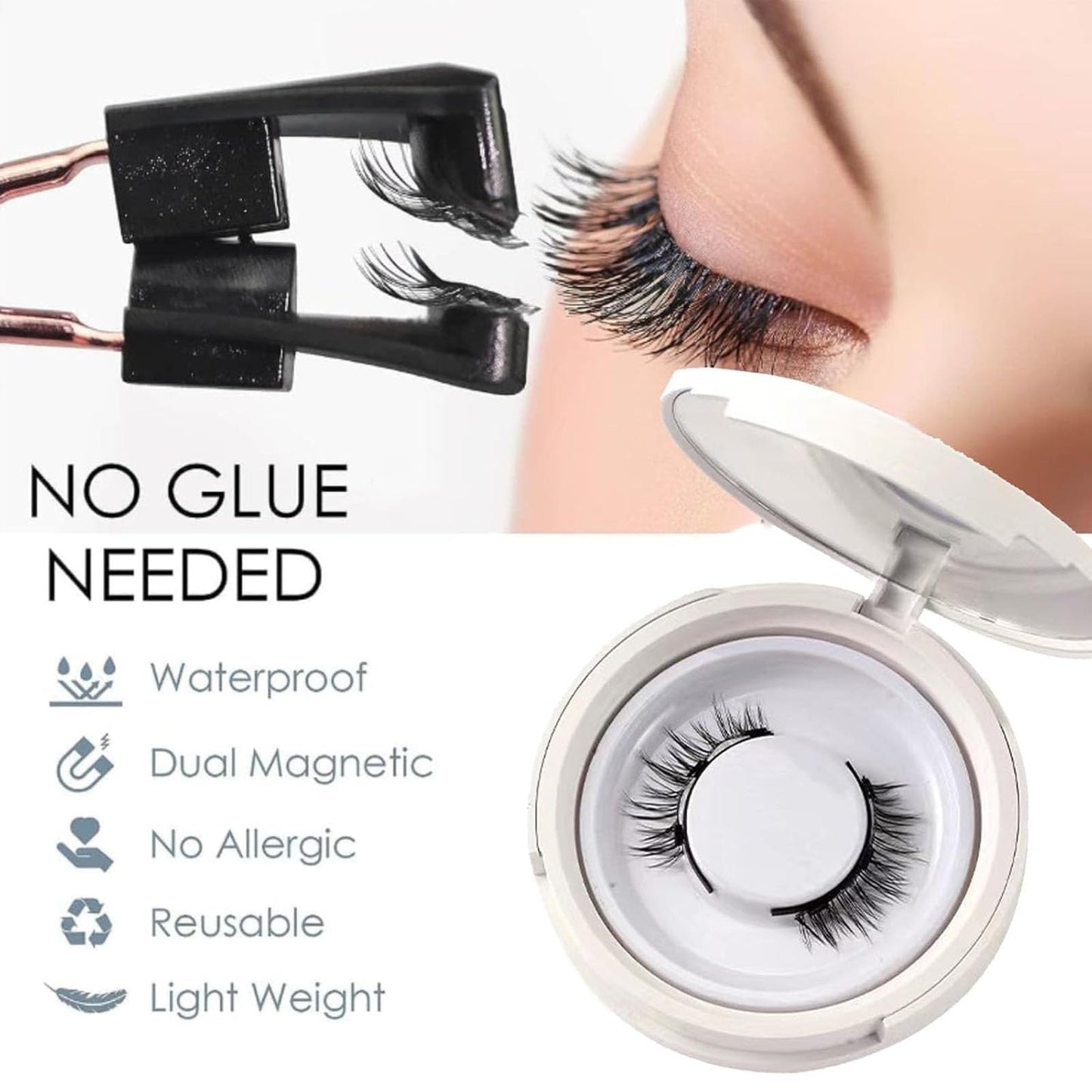 Giani Magnetic Lashes Kit, Flylash Magnetic Lashes with Applicator, Eyelashes Magnetic Lashes with Clamp, Magnetic Eyelashes Natural Look Easy, Quick, Safe (Fuller)