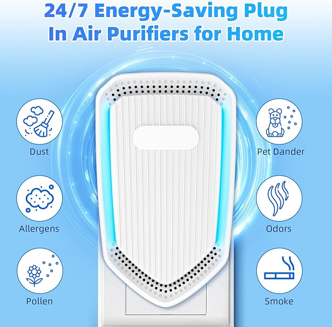 8Pack Air Ionizer Plug In - Negative Ion Air Purifiers, Quiet Air Freshener Portable Cleaner, Home Negative Air Purifier for Home, Bedroom, Office, Odor Reducer Pets, Smoke Smell