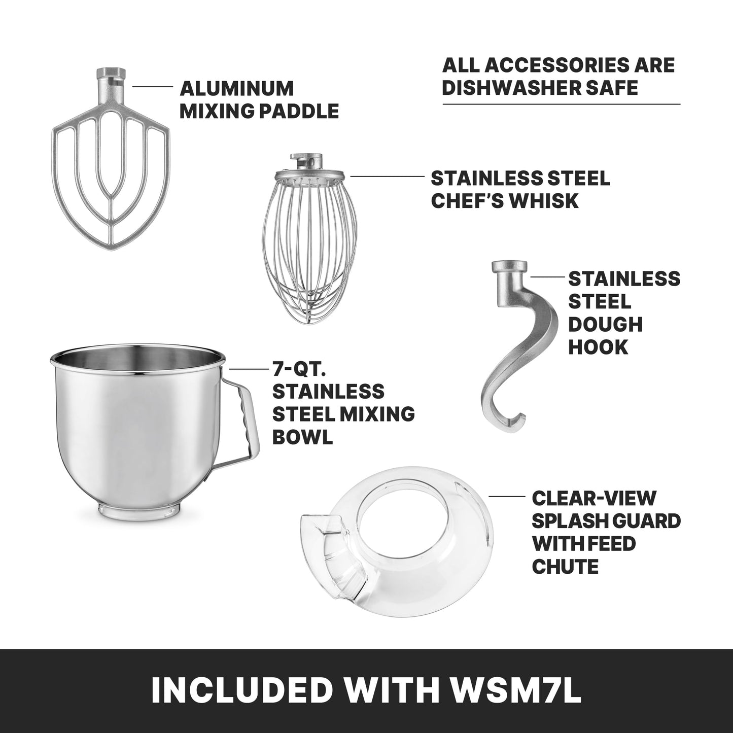 Waring Commercial Planetary 7 Quart Large Stand Mixer | Tilt Head | Countertop Chef Professional Restaurant Industrial Grade | Stainless Steel Bowl | Bakery Bread Dough | WSM7L | 1/2 HP 120V, Blue