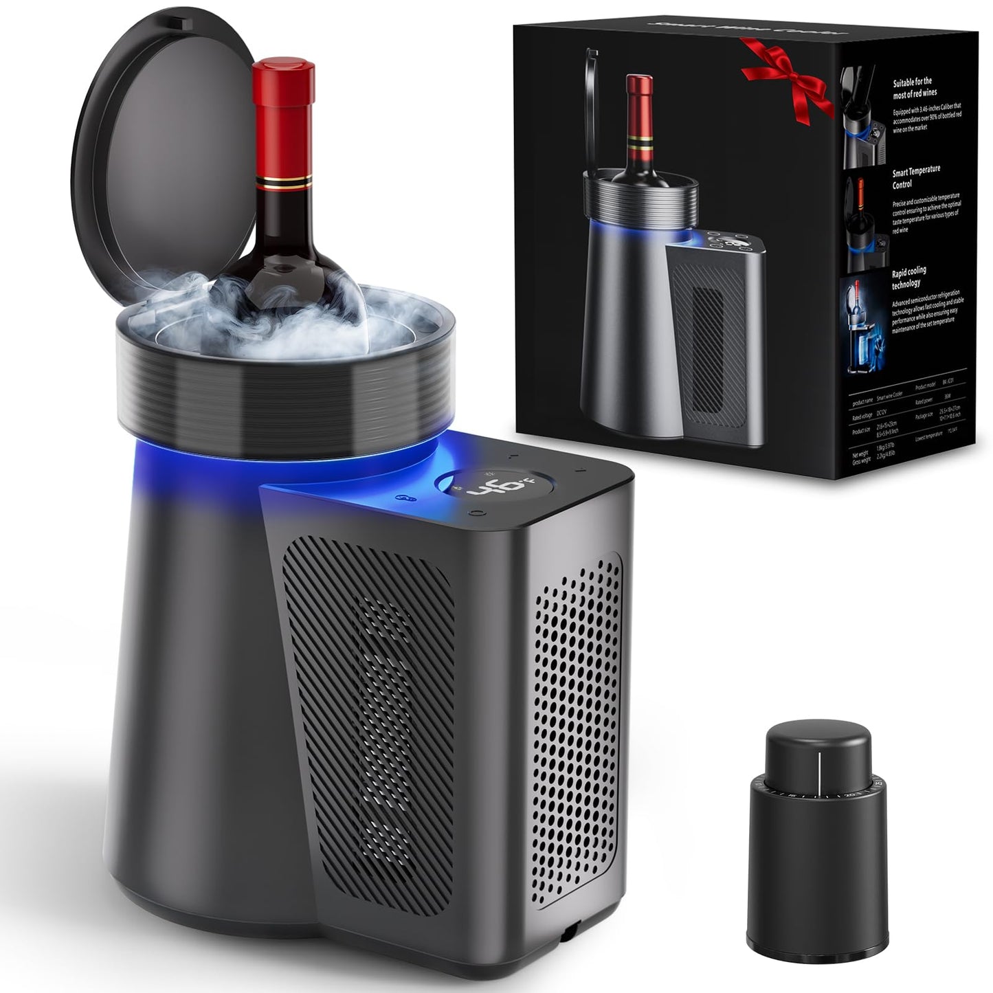 Newise Wine Chiller & Temperature Keeper for Standard 750ml Bottles, Electric Chiller Maintains Perfect Temp, Low-Noise, Christmas Gift Set for Wine Lovers