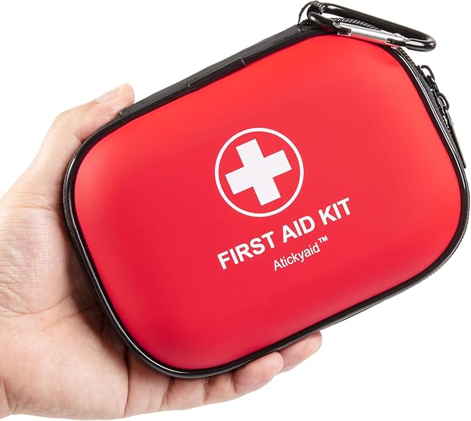 Mini First Aid Kit - 120 Piece Small Waterproof Hard Shell Medical Kit for Car, Home, Office, Travel, Camping, Sports, Out...
