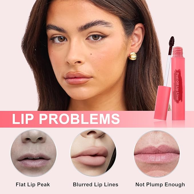 Lip Liner - Lip Stain Peel Off Moisturizing Long-Lasting & Waterproof Transfer Proof & Plumping, Non-Stick Cup Lip Liner Stain Tint For All Skin Types (Mauve, 1 PCS)