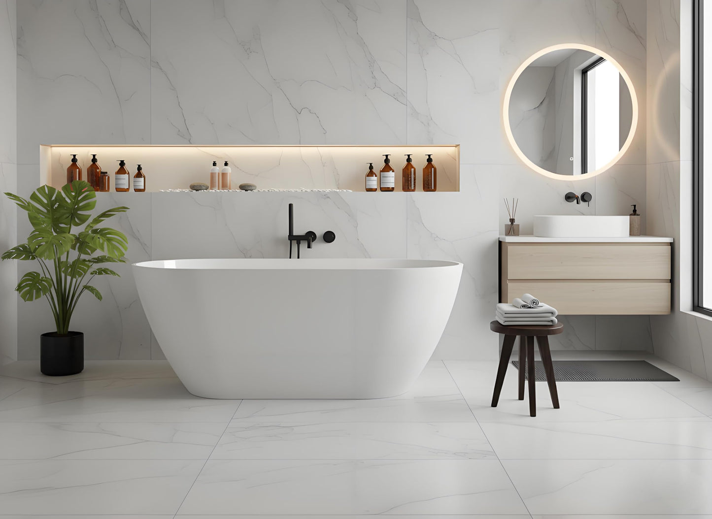 67 Inch Freestanding Bathtubs, Modern Acrylic Free Standing Bathtub with Integrated Overflow, Deep Soaking Tub Ergonomic Design for Spa-Like Relaxation