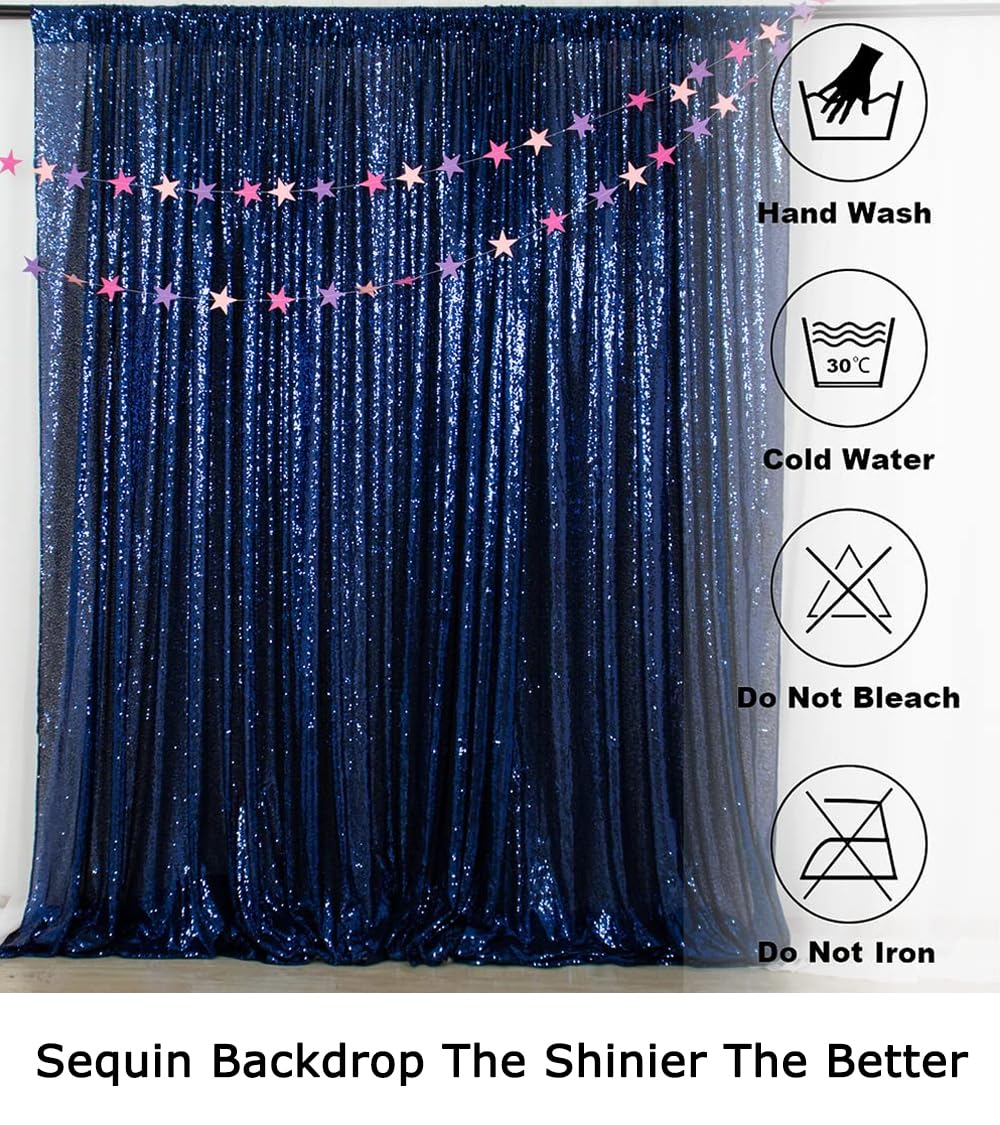 ShiDianYi 4FTX6FT-Navy Blue-Sequin Photo Backdrop, Wedding Photo Booth,Photography Background (Navy Blue)