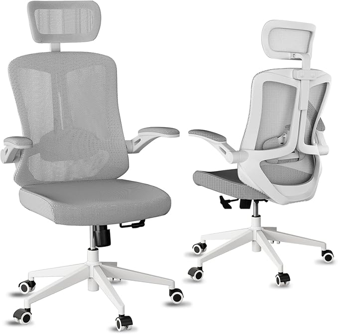 balmstar Office Chair,Ergonomic Comfy Home Desk Chair with 350LBS Capacity,High Back Gaming Chair with Wheels,Mesh Computer Chair,Lumbar Support, Adjustable Headrest,Flip-up Armrest
