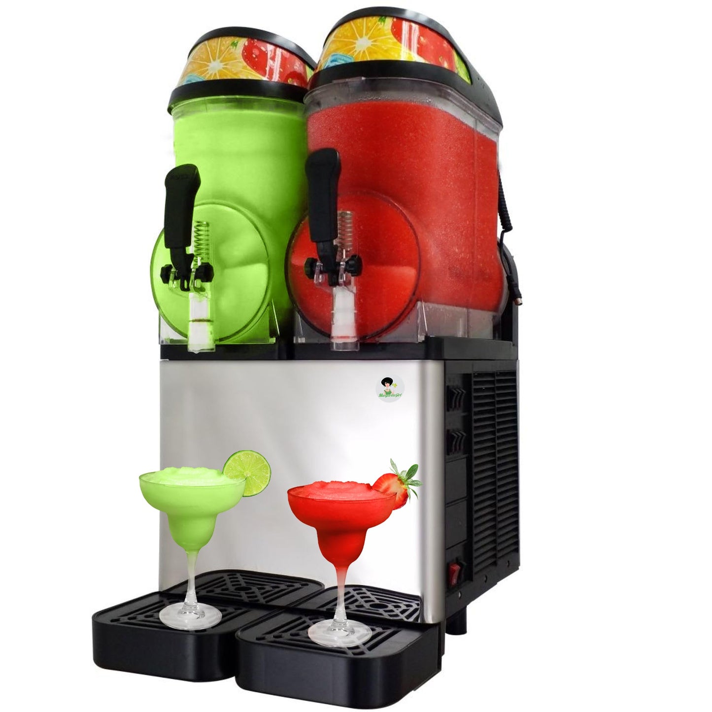 Commercial Slushie Machine - Double Slushy Maker for Margarita, Professional Frozen Drink Maker, Commercial Slushy Machine for Home Bar Restaurant Events Parties, Dual 3.2 Gallon Tanks, Makes 100 Cups