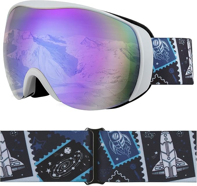 OTG Kids Ski Goggles Kids Snowboard Goggles for Boys Girls Toddler Youth Kid Snow Goggles Anti-Fog UV400 Protection