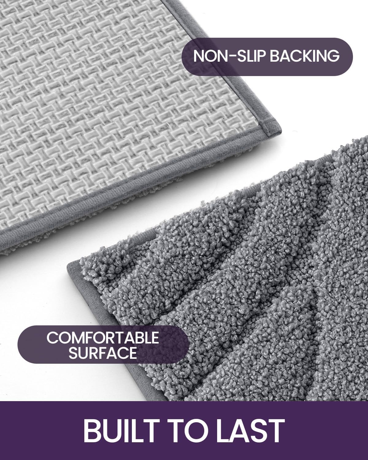 DEXI Bathroom Rugs 24x36, Extra Soft Absorbent Bath Mat, Non Slip Bathmat for Bathroom Floor, Machine Washable Rugs for Shower Floor, Dark Grey