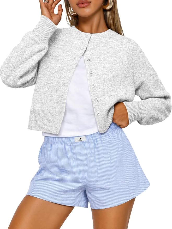 Trendy Queen Cropped Cardigan Sweaters for Women Lightweight Y2k Fall Outfits Spring Fashion Clothes 2026