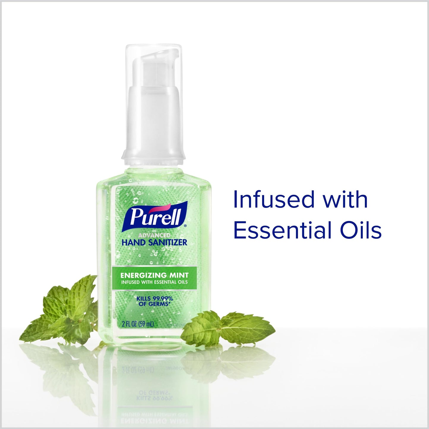 Purell Advanced Hand Sanitizer Gel Infused with Essential Oils, Energizing Mint, 2 fl oz Travel-Size Pump Bottle (Pack of 6) - 3907-04-EC