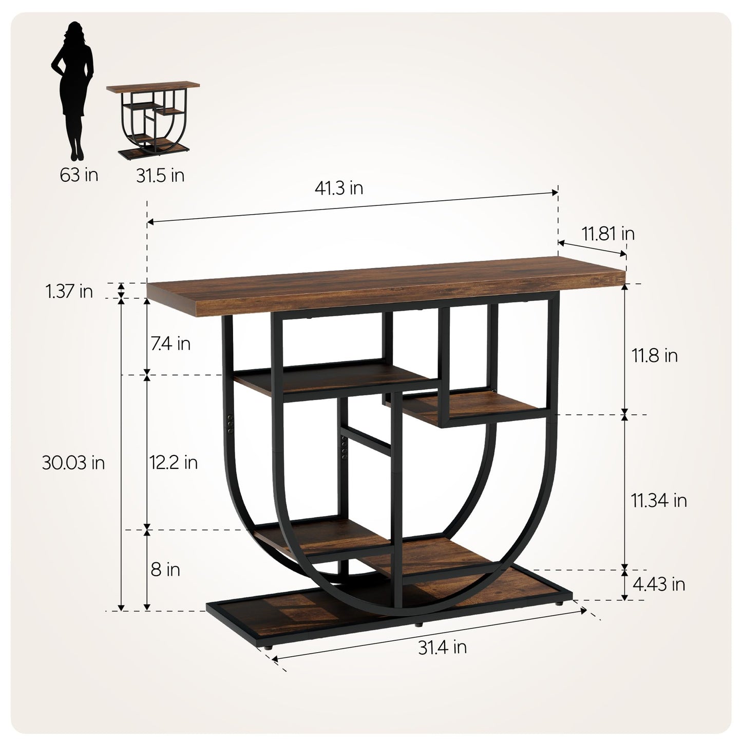 Modern Console Table for Entryway with Storage: 41.3 Inch Wood Sofa Tables for Living Room - Narrow Farmhouse Accent Desk for Home Decor