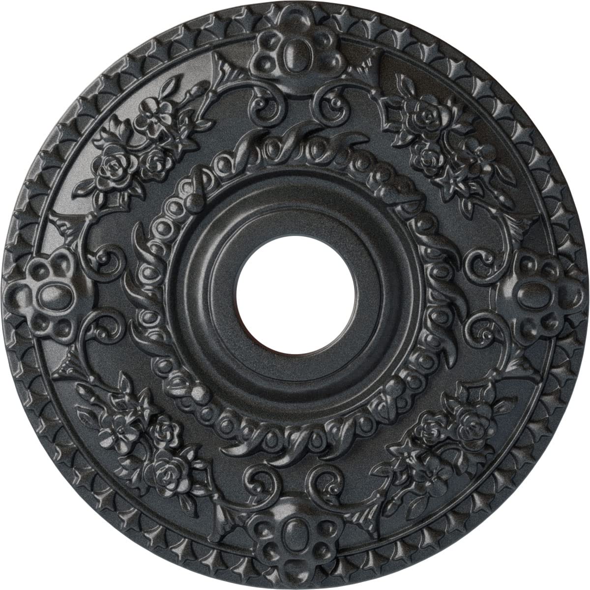 Ekena Millwork Cm18Ropes Rose Ceiling Medallion, 18 Od X 3 1/2 Id X 1 1/2 P, Pewter