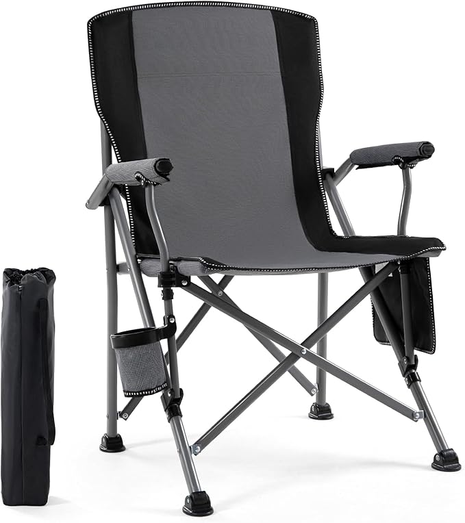 Camping Chair for Adults,Portable Folding Lawn Chair for Outside,Heavy Duty Camping Chair Support up to 330lbs,Collapsible...