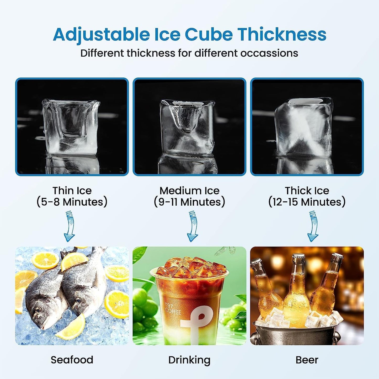 Commercial Ice Maker 80lbs/24H Undercounter Ice Machine, 30 Lbs Storage Capacity, Stainless Steel, Low Noise, Automatic Overflow Prevention, Adjustable Ice Cube Thickness