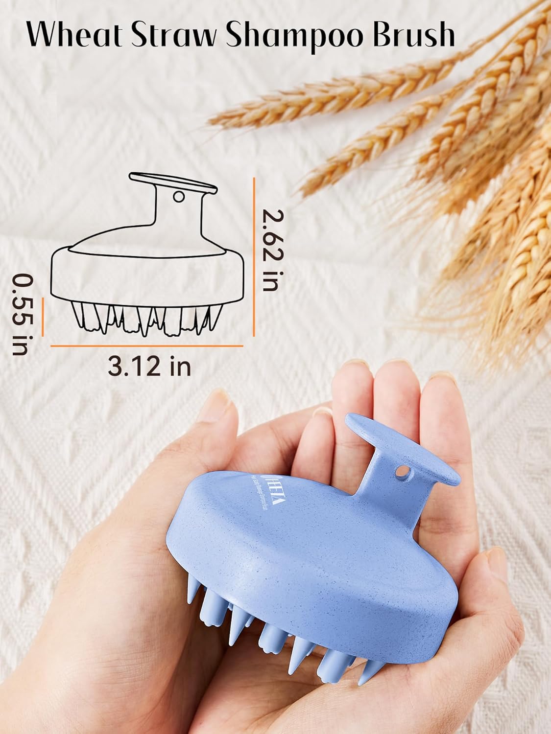HEETA Hair Scalp Massager for Hair Growth, Shampoo Brush, Scalp Scrubber Exfoliator with Soft Silicone Bristles for Dandruff Removal to Relieve Stress, Wet Dry Use Updated Material, Blue