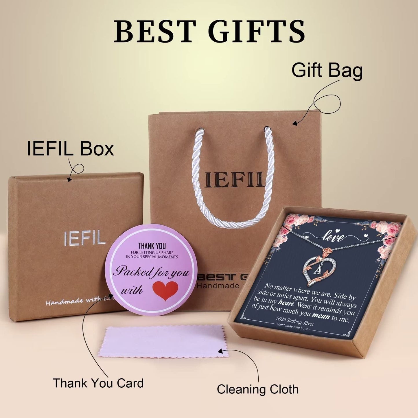 Iefil Gifts for Her Women - 925 Sterling Silver Rose Heart Initial K Letter Pendant Necklace Christmas Mothers Day Valentines Jewelry Gifts for Her Mom Wife Girlfriend Anniversary Birthday