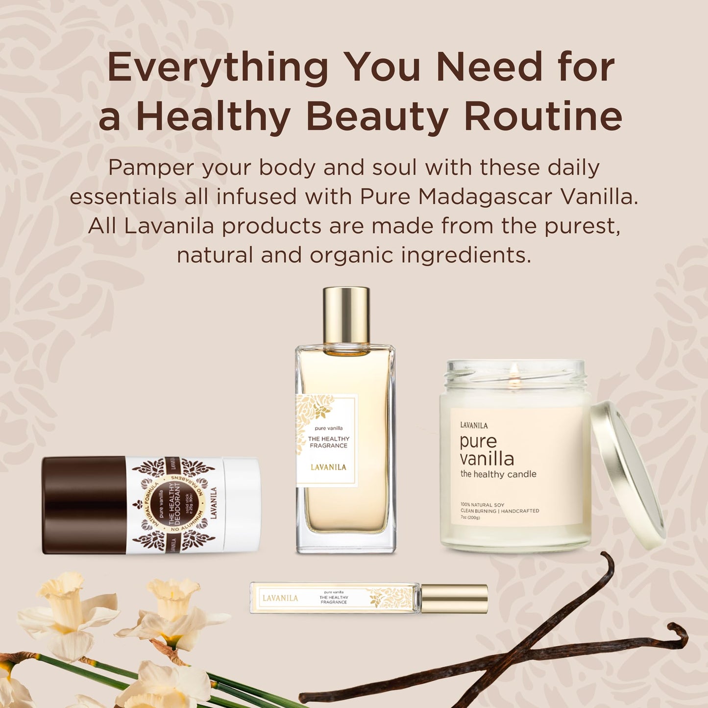Lavanila Pure Vanilla Travel Size Roller Perfume for Women, 0.32 Oz - Pure Madagascar Vanilla & Creamy Tonka Bean, The Healthy Fragrance, Clean and Natural