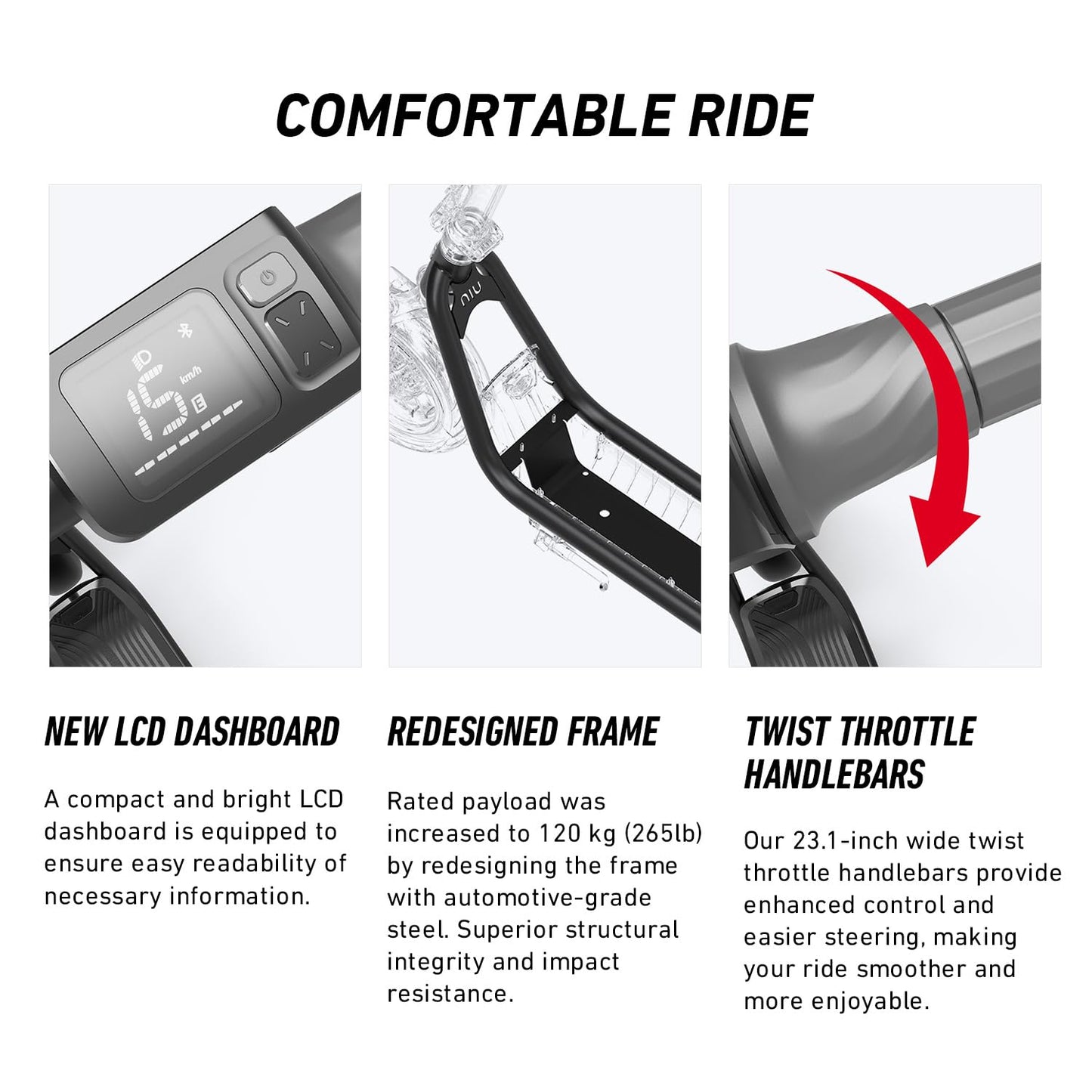 NIU K100F Electric Scooter for Adult - w/Suspension, Foldable Handlebar, Peak 600W, 18 Max Miles, Top 17.4 MPH, 9.5×2.3'' Tires, Folding Portable Lightweight E-Scooter for Daily Commute