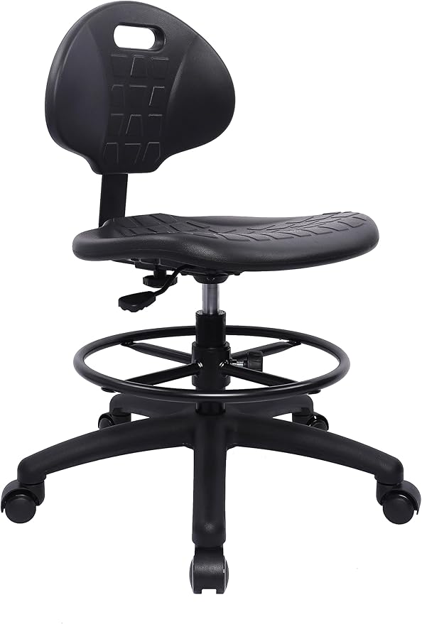 TAKE UR SEAT® Polyurethane Drafting Lab Stool Chair, 18" Adjustable Footring, 8" Adjustable Height, 450 lbs seat Capacity, Heavy Duty, Shipped Within 24 Hours Med. Bench Height (Self-Braking Caster)