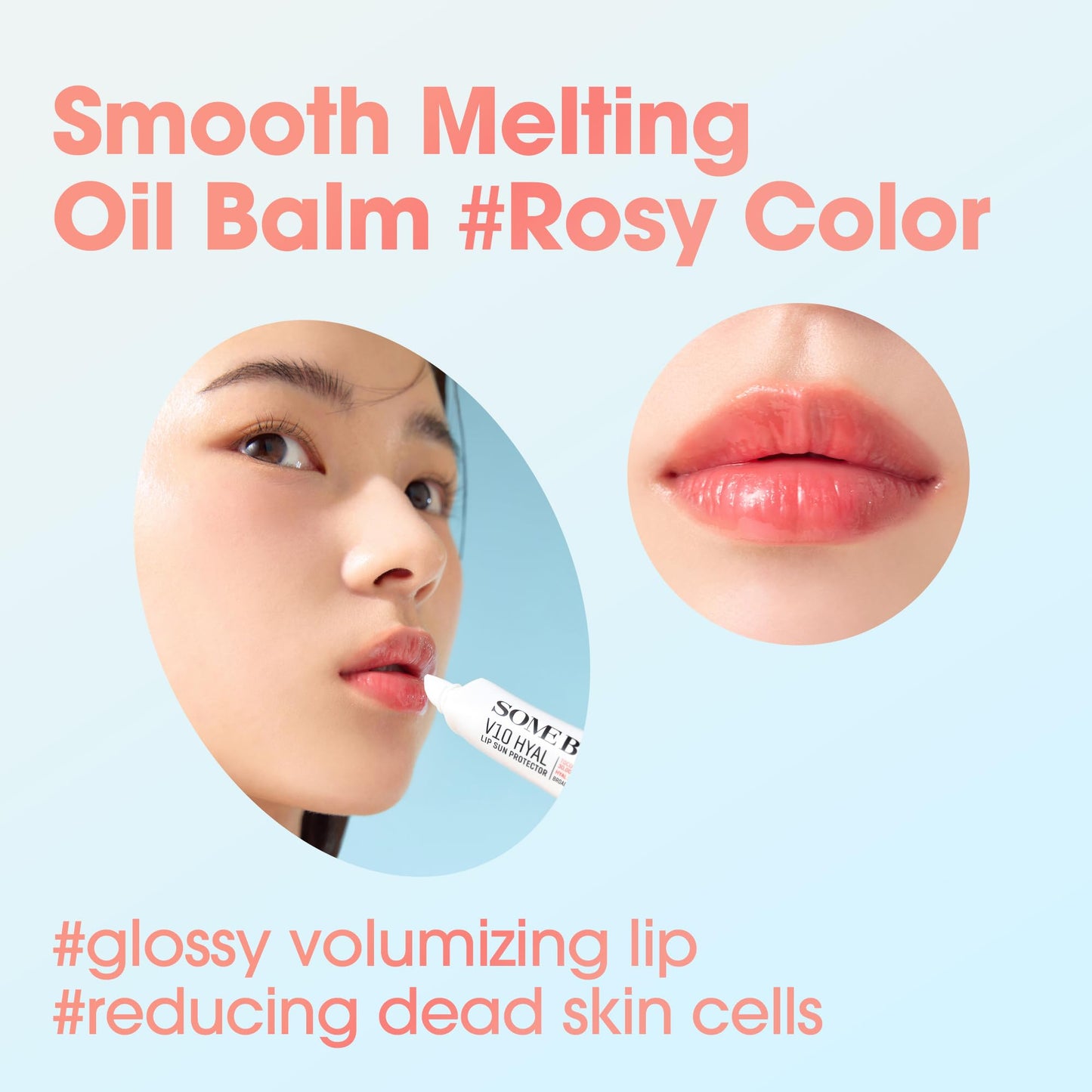 SOME BY MI V10 Hyal Lip Sun Protector Rosy - Pack of 2, 0.46oz - Korean Tinted Glow SPF 15 Sunscreen Lip Balm for Dry & Sensitiv