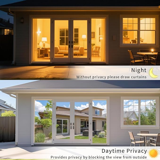 Window Privacy Film One Way Daytime Mirror Tint Treatments UV Heat Control Vinyl Stickers Sun Block Glass Paper Door Covering Reflective 23.6 Inch x 32.8 Feet Silver