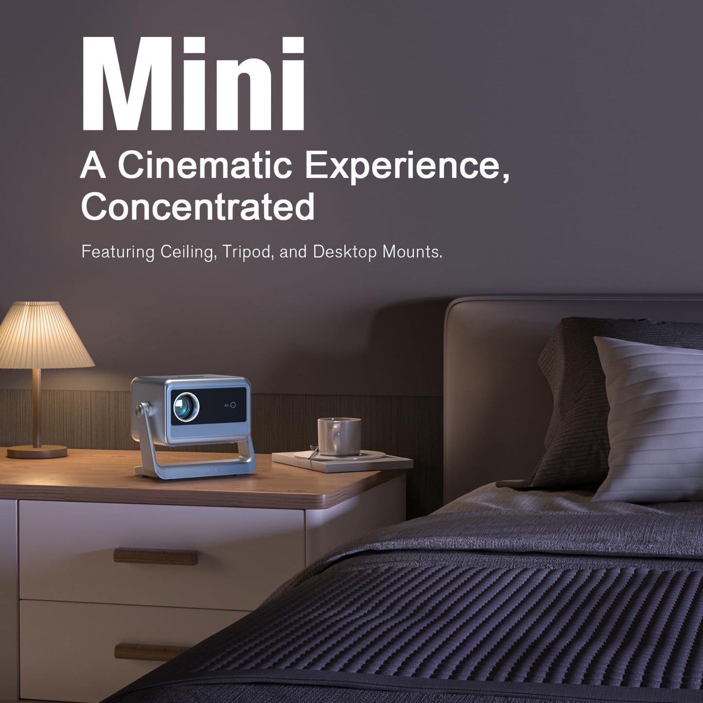 [3500 ANSI & Now with Netflix] 4K Projector with WiFi and Bluetooth for Display Booths, Auto Focus Keystone Smart Projector , Voplls Mini Projector with Adjustable Stand for Home Bedroom (silver）