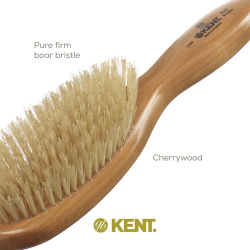 Kent LC4 Finest Detangler Brush, Cherrywood Oval Hairbrush with Boar Bristles for Medium to Thick Hair of All Lengths, Salon-Style Straightening Tool