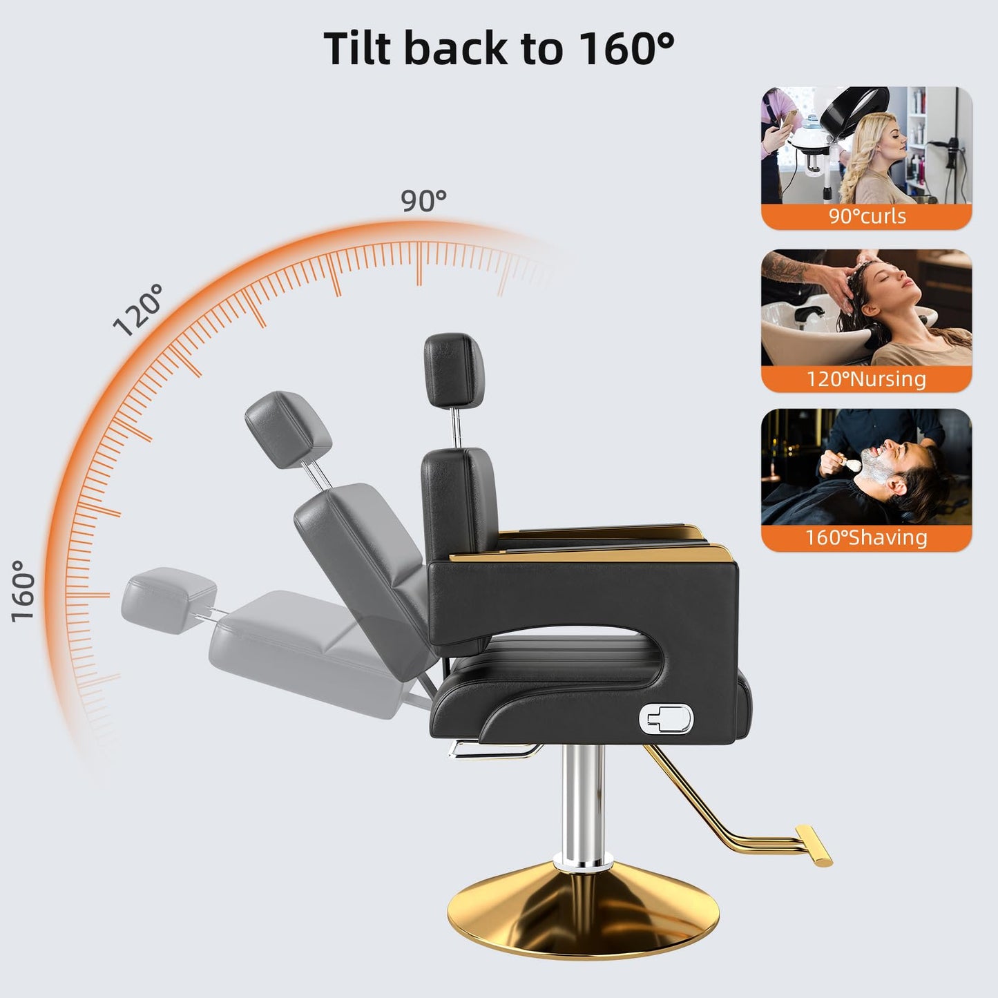 Zevemomo Barber Salon Chair for Hair Stylist, Reclining Backrest Adjustable Headrest Seat Height, Heavy Duty Hydraulic Pump with 360° Swivel for Barbershop, Home 330LBS Capacity, Black
